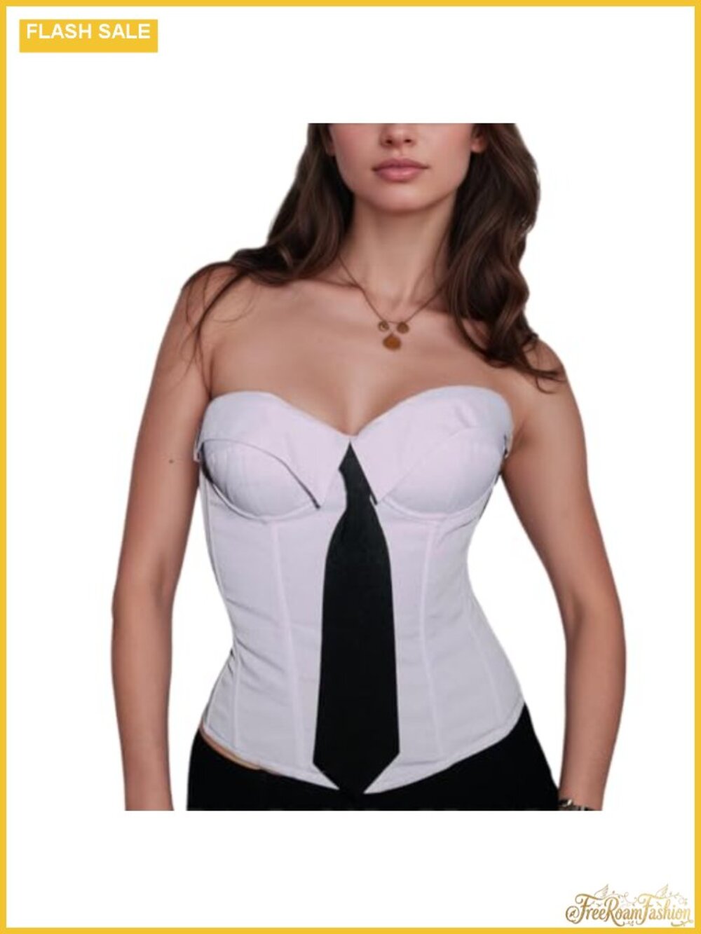 Strapless Boned Bustier Corset Top with Tie